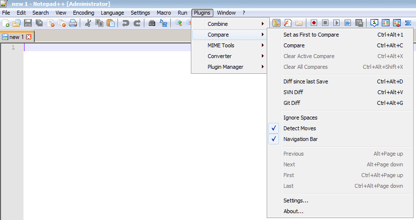 compare plugin installed