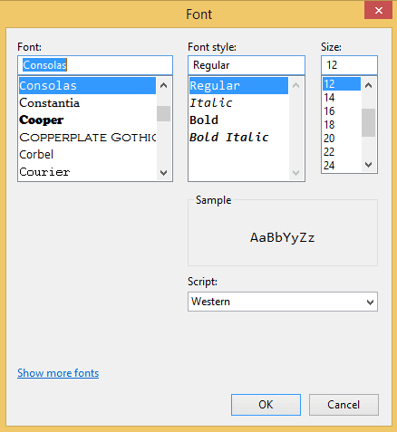font notepad