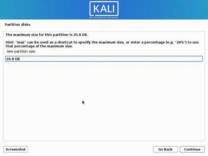 Define the partition size