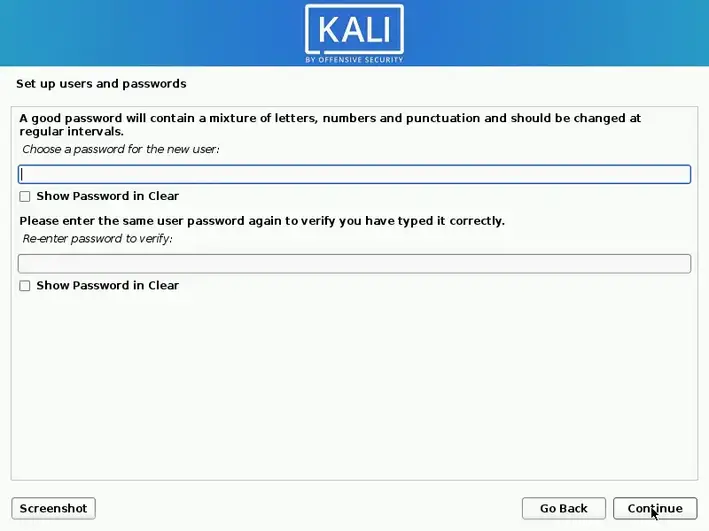 Define the user password