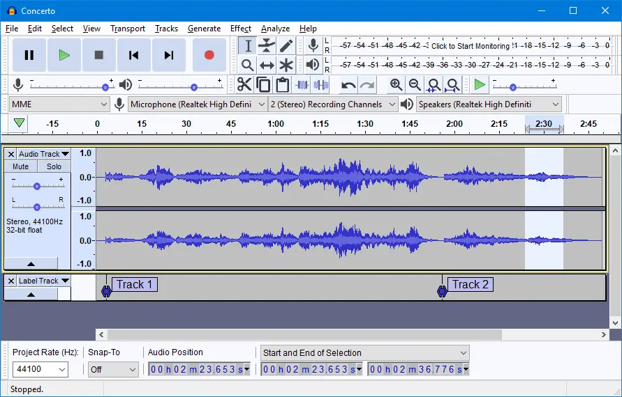 Audacity interface – image from https://www.audacityteam.org/