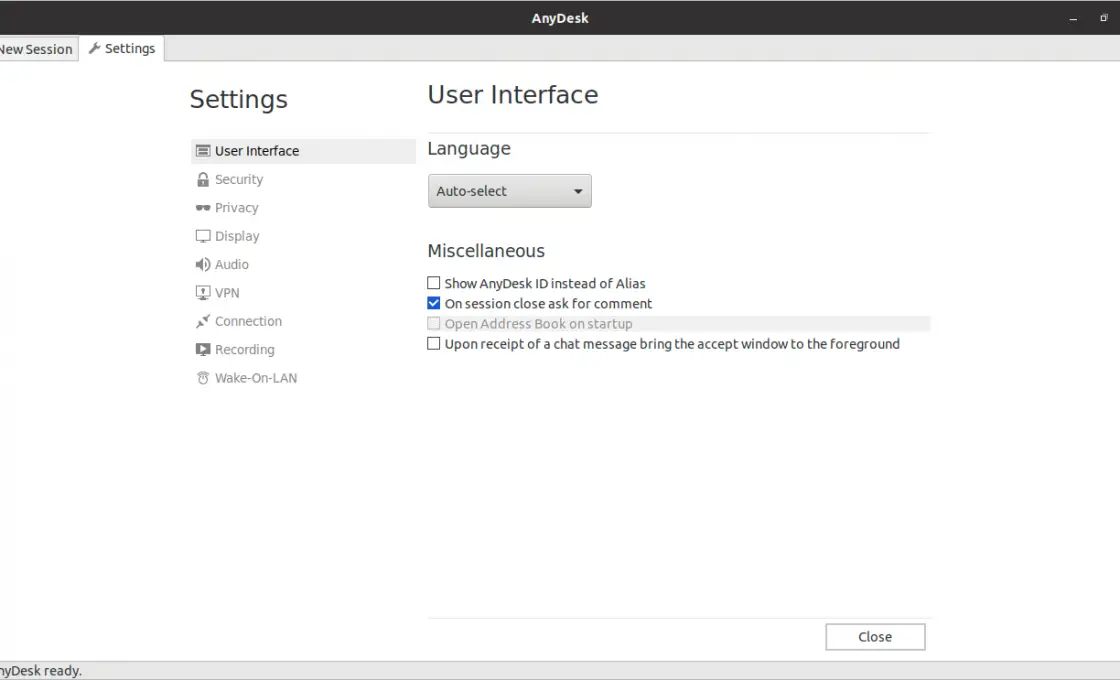 AnyDesk settings