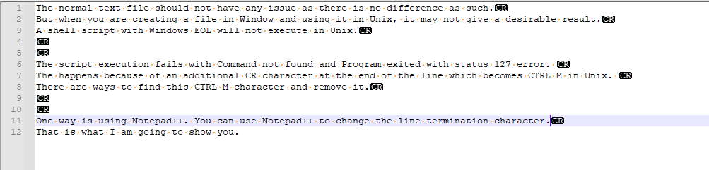 CR line termination character in Macintosh