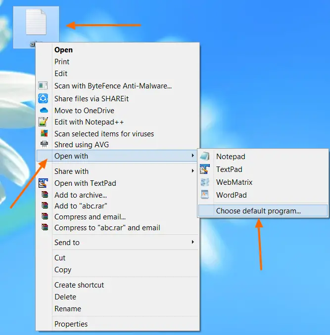 Choose default program