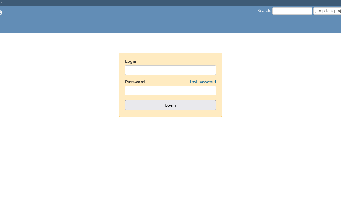 Redmine Login screen