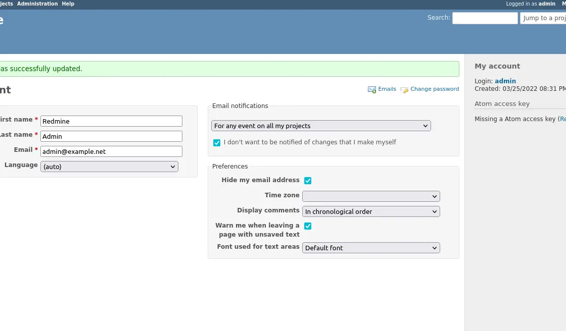 Redmine dashboard on Ubuntu 20.04