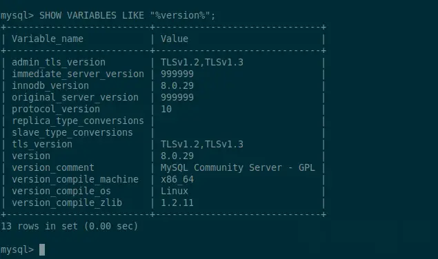 Show the MySQL version