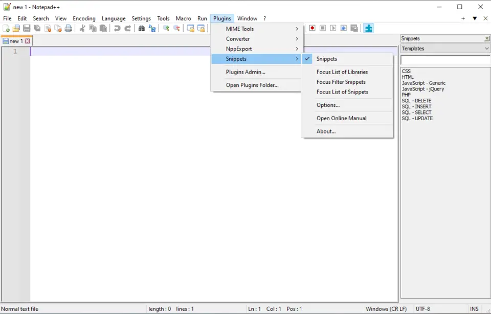 Notepad++ Snippets Plugin (nppsnippets) - Download, Install and Use ...