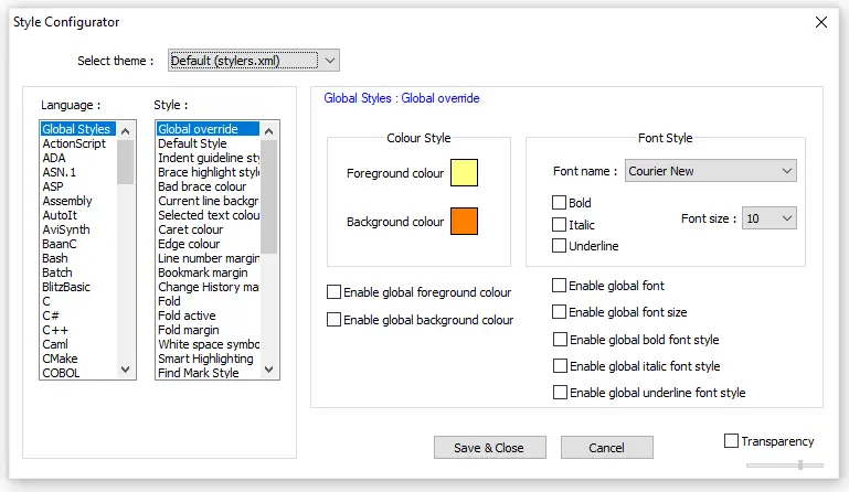 Notepad++ themes