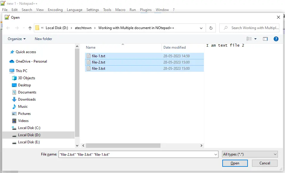 browse multiple file in Notedpad++ and open