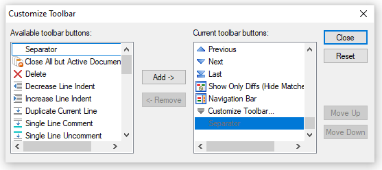 Customize toolbar interface