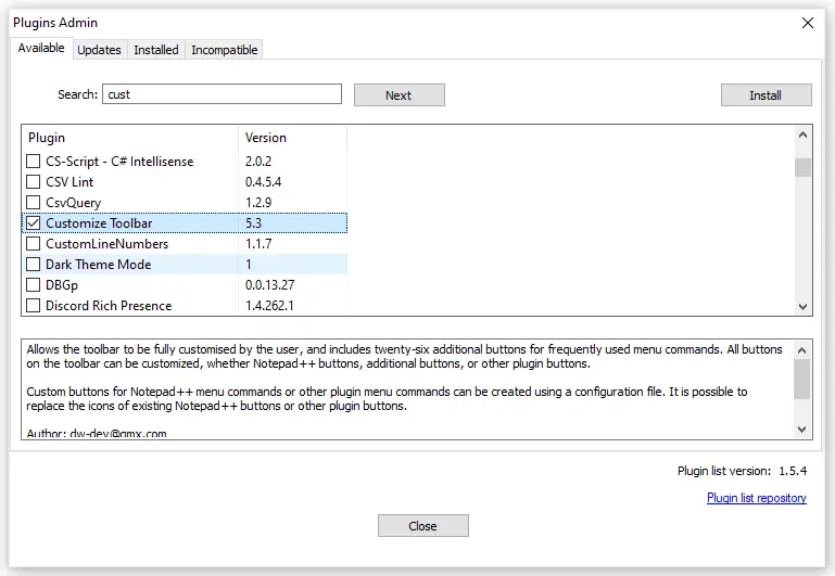 notepad++ add customize toolbar plugin.png 