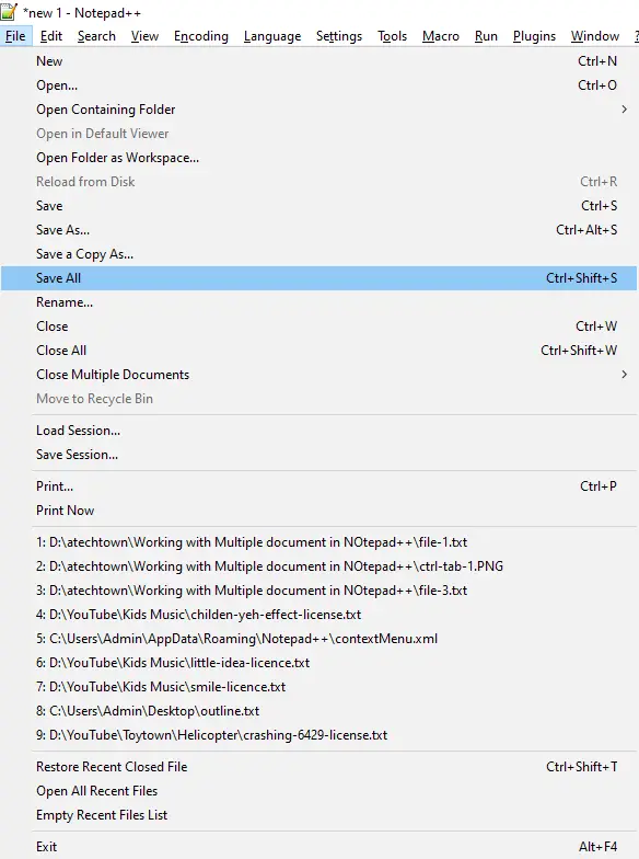 Save All Notepad++