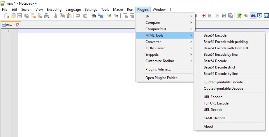 MIME Tools Plugin Available under Plugins Menu